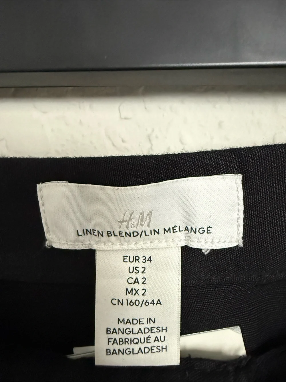 NWT H&M Black Linen Blend Wide Leg Pants Size 2 Coastal Minimalist Preppy Boho